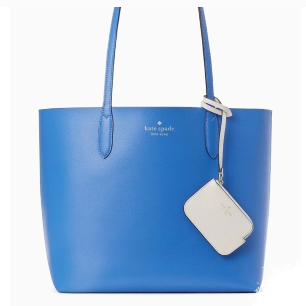 kate spade Blue Leather Tote with White Pouch Tag